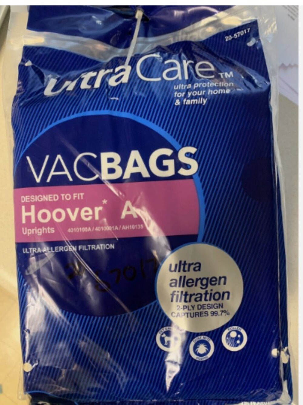 Ultra Care VACBAGS Hoover Vacuum 3 Pack A Upright 20 57017